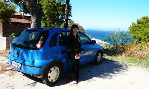 Way to Hania with blue rental Corsa