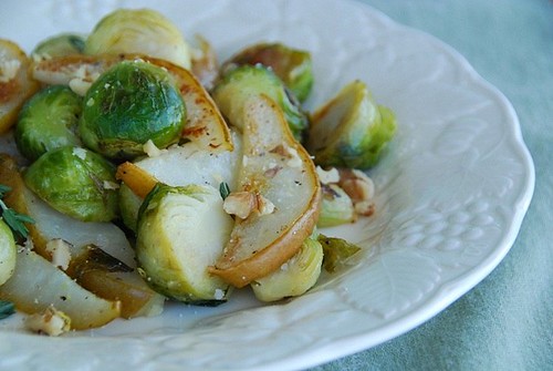 Roasted Brussels Sprouts and Pears