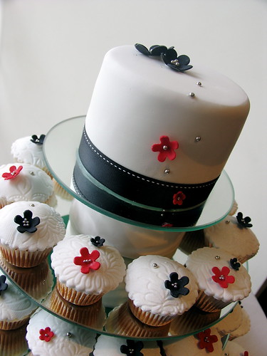 Black White Wedding with red accents 