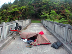Camping on the Bridge to Nowhere, Whanganui National Park, New Zealand