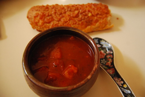 Tomato soup and cheese stick