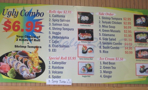 Menu @ Ugly Roll Sushi by you.