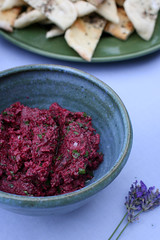 Beetroot & walnut pate with coriander, parsley & mint