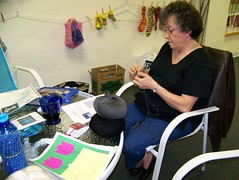 Anita working on her Fair Isle