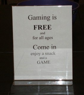 gaming sign at the Civic Center Library in Scottsdale, AZ