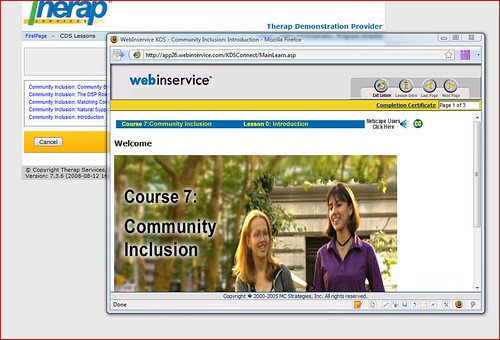 Screenshot of 'webinservice' page