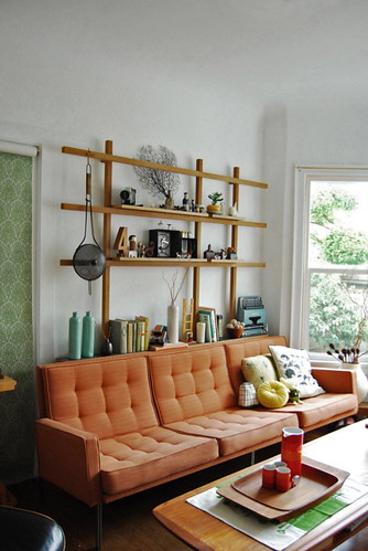Living Room Interior Design Idea with Orange Sofa