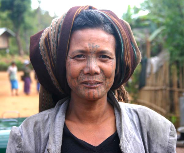 Face Tattooing Chin Tribe Woman 
