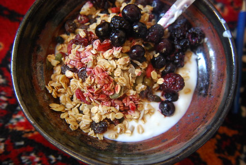 Coconut yogurt, Goji berry granola, mixed berries