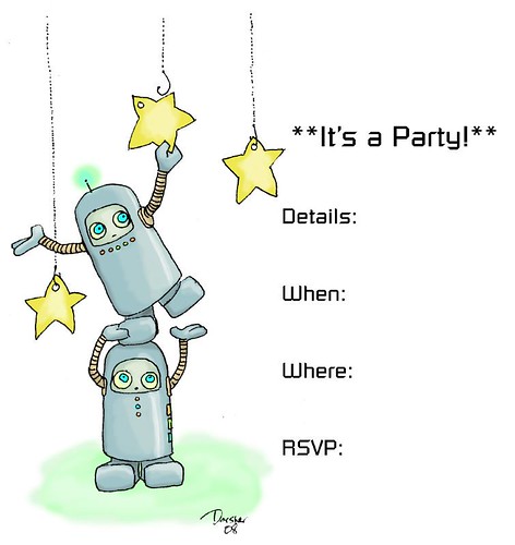 Robot Spaceman Party Invitation. To download, click through to flickr, 