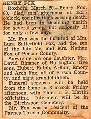 Asa Henry Fox (1865-1946) Obituary