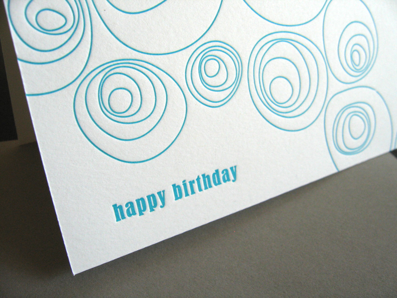 Swirl teal letterpress card