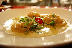 Crab Meat Ravioli in Cheese Sauce