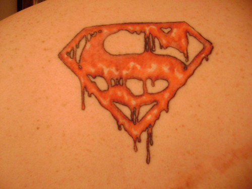 Superman Tattoo. Bloody Superman Symbol (incomplete)