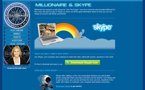 Skype product placement - Who Wants to be a Millionaire?