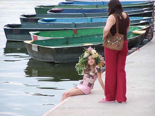 A Little Girl With Her Ivana Kupala Wreath and Her Mother