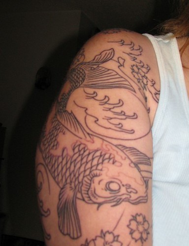 koi fish tattoo sleeve. Koi Fish outline