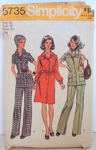 Vintage Simplicity Pattern 5735 Mod 70s Pant Suit Tunic Shirtdress Dress 