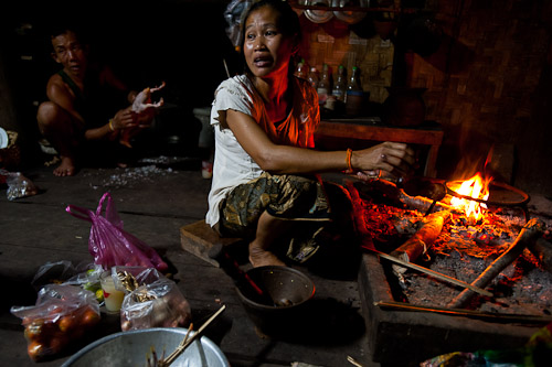 Making dinner with a Lao family in the central Lao village of Ban Hat Khai
