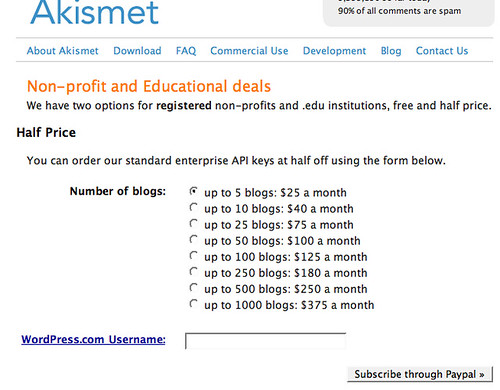 Akismet (Educational Discount)