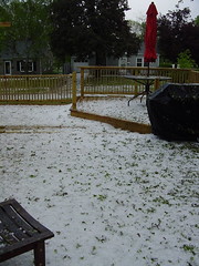 Hail Stones Covering the Unfinished Deck