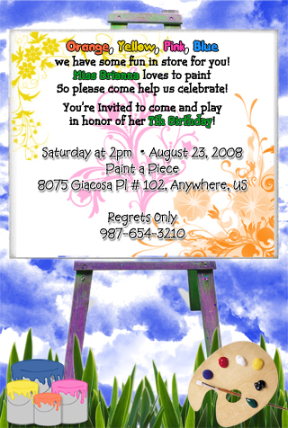 birthday party invitations 65
 on Painting Party Birthday Invitation | PrintMePerfect