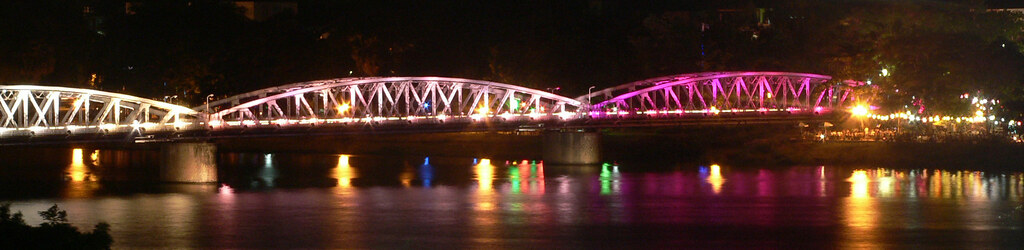 Bridge over the Perfumed River at night, Hue