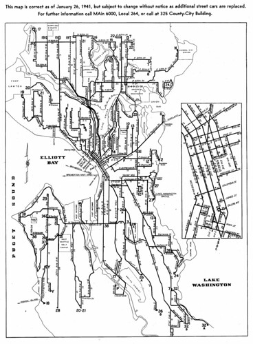 1941 Seattle streetcar map