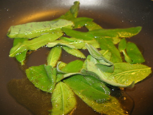 frying sage leaves