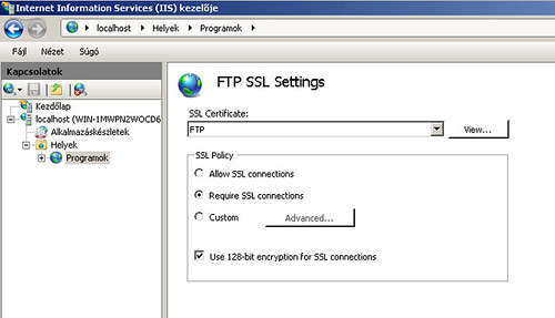 FTP SSL beállítások