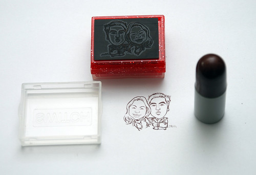 couple caricatures on ink stamp + refill 2