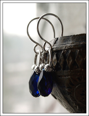 Dark Indigo crystal earrings