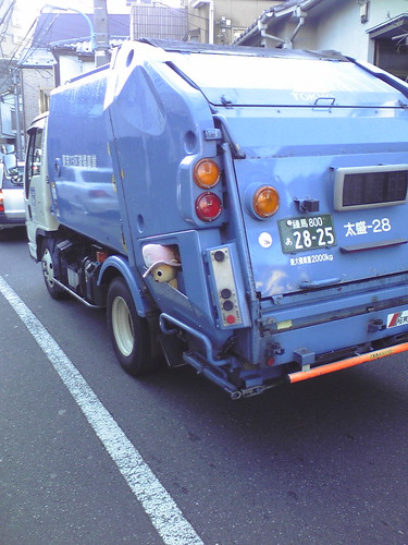 Garbage truck with mascot