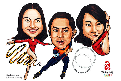 Group caricatures for Microsoft Marketing Team colour