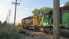 Northbound BNSF Railway light engine movement. Hawthorne Junction. Chicago / Cicero Illinois. June 2008.