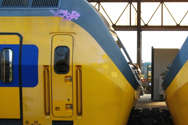 Modern Dutch Train at station in The Netherlands