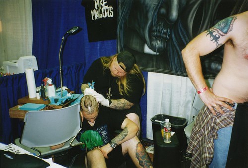 Paul Booth Tattooing at San Diego Tattoo Convention 1994 