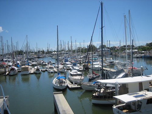 View of the marina from Sabbatical III while in the Travel Lift
