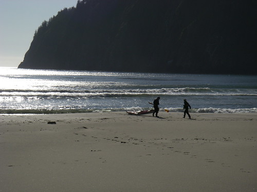 kayakers on the beach