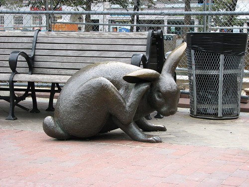 rabbit statue outside of trinity church