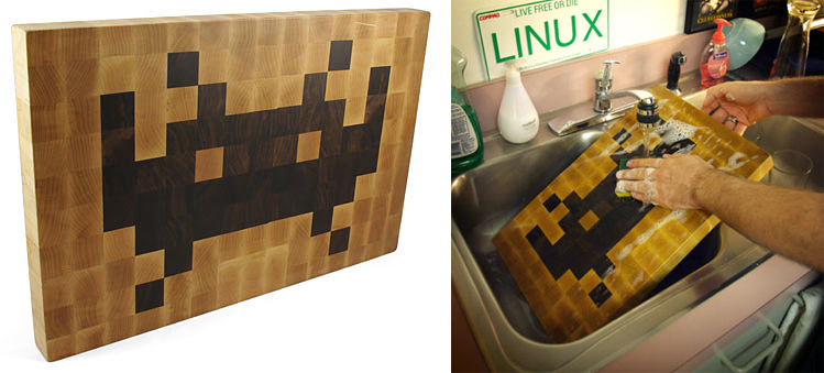 space invaders cutting board
