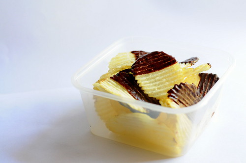 Ridged Chips (Crisps) Dipped in Dark Chocolate