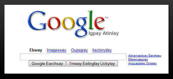 Google Search Pig Latin