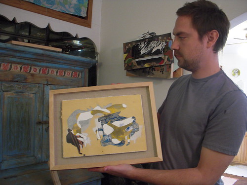 Bruce Wilhelm showing one of his older works