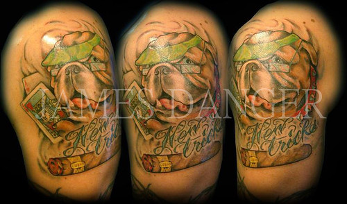 bulldog tattoo. James Danger Bulldog Tattoo