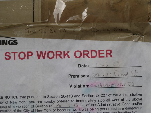 Grand St Stop Work Order