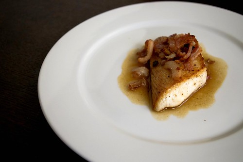 Pan-seared tilapia with bacon and shallots
