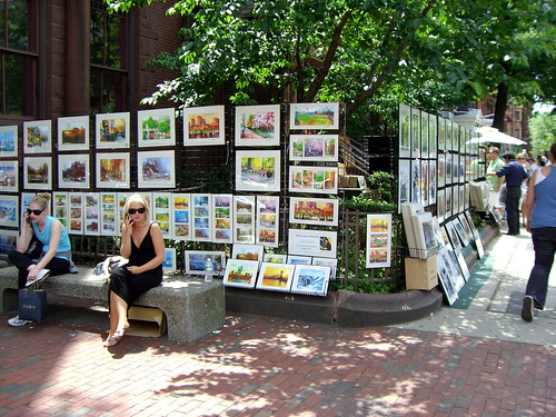 Watercolors on Newbury Street, Boston