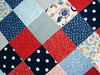 girls red blue patchwork quilt detail
