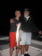 Stacy and Her Dad Al and a Snook dinner